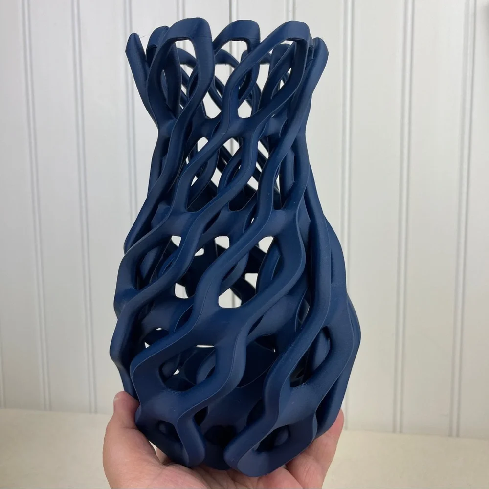 Sculptural Vase, Chain Vase, Wavy Openwork Decorative Vase